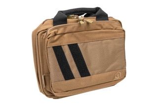 Savior Equipment Dark FDE Specialist Double Pistol Case has double stitched seams for durability.